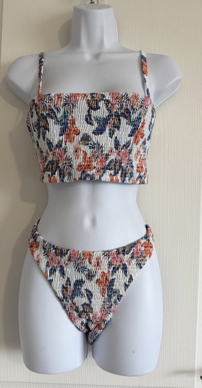 Jolyn Bikini Set Size XL Smocked Floral “Kelia” Bottom “Eva” Top NWT 2 Pc